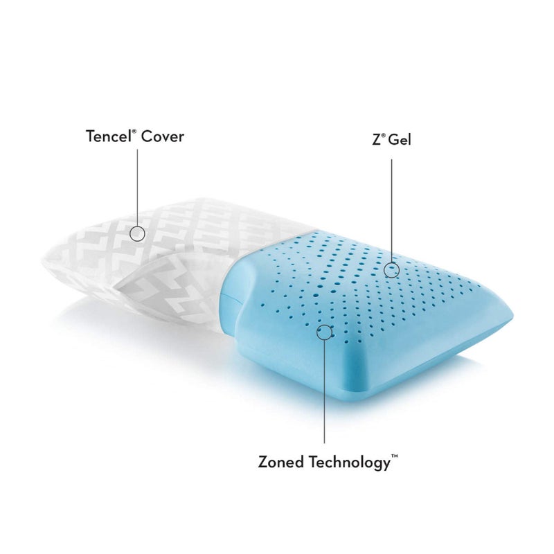 MALOUF Z Shoulder Zoned Dough Memory Foam Pillow - Gel Infused - Premium Tencel Cover - 5 Year U.S. Warranty - Mid Loft - King, Blue - Image 3